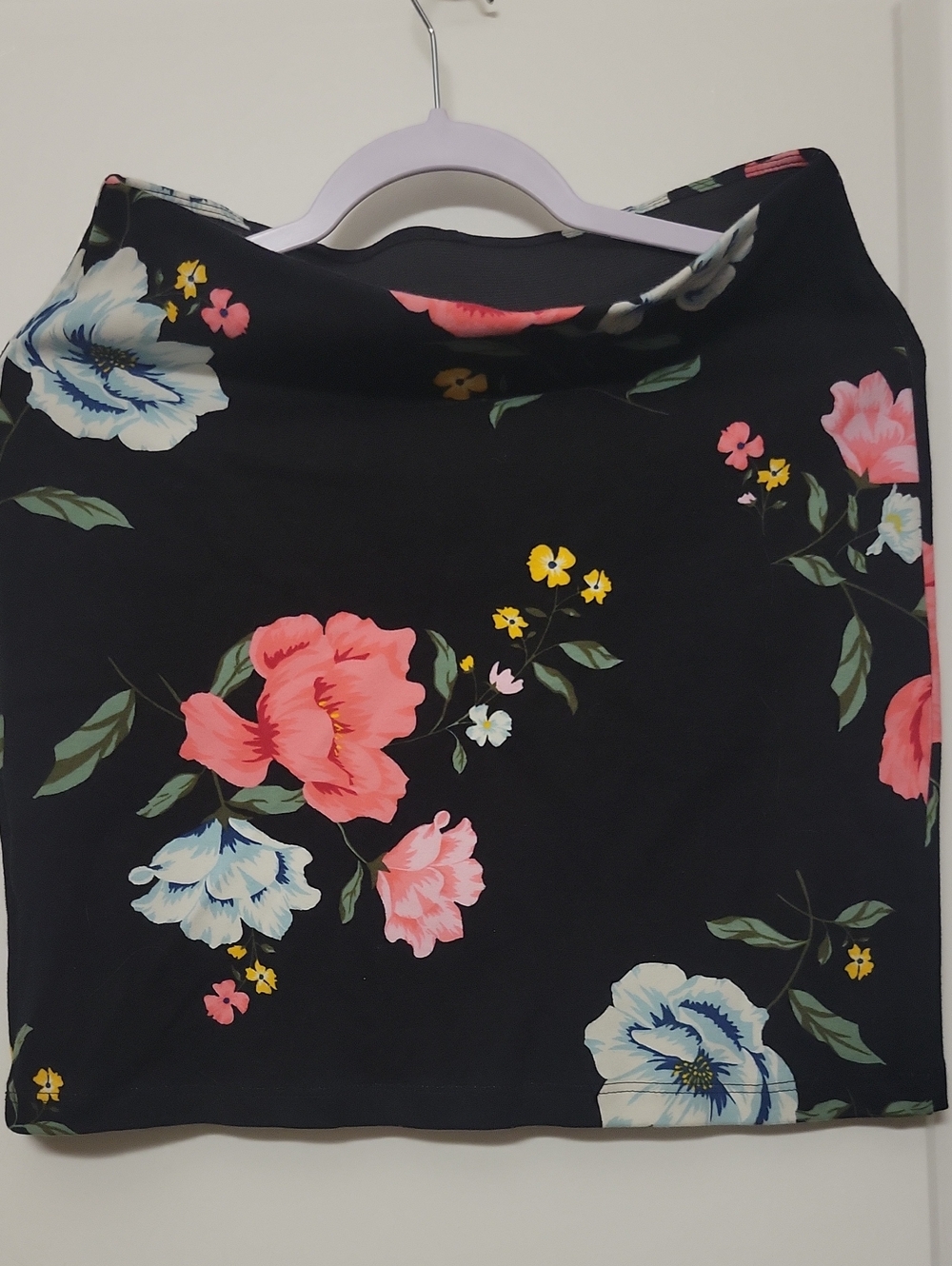 Old Navy Black Floral Pencil Skirt with Pink, Blue & Yellow Blooms